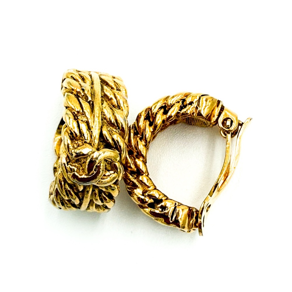 Chanel CC Gold-Plated Braided Hoop Earrings